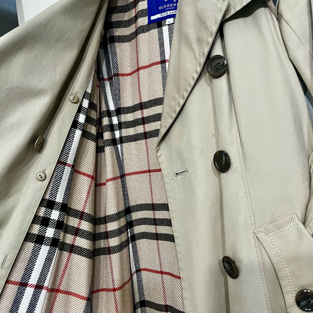 Burberry Beige Double-Breasted Trench Coat Blue Label - Picture 4 of 7